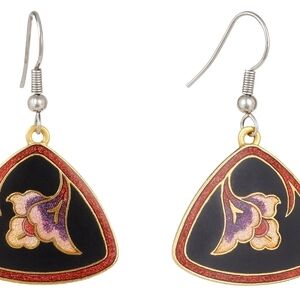 Elegant Black and Gold Floral Sterling Silver Earrings